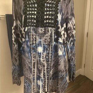 Elegant Blue and Black Women's Top